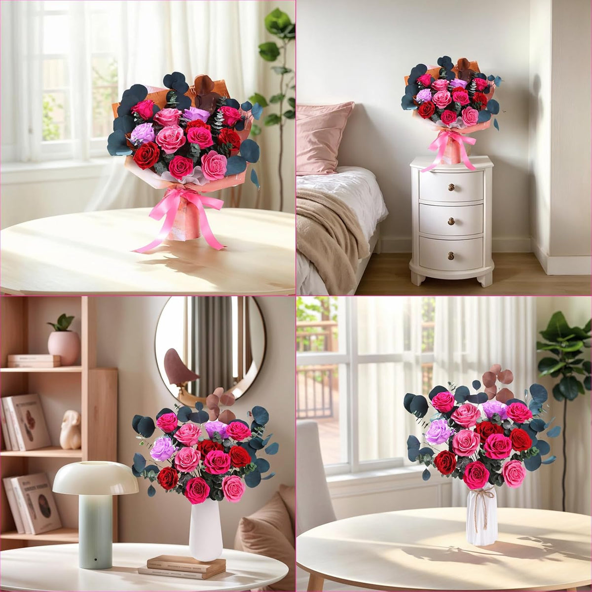 lovenfold Preserved Flowers for Delivery, Purple Rose Bouquets That Last 1-3 Years, Birthday Flowers Gifts for Women Mom Grandma Wife Friends