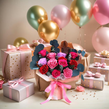 lovenfold Preserved Flowers for Delivery, Purple Rose Bouquets That Last 1-3 Years, Birthday Flowers Gifts for Women Mom Grandma Wife Friends