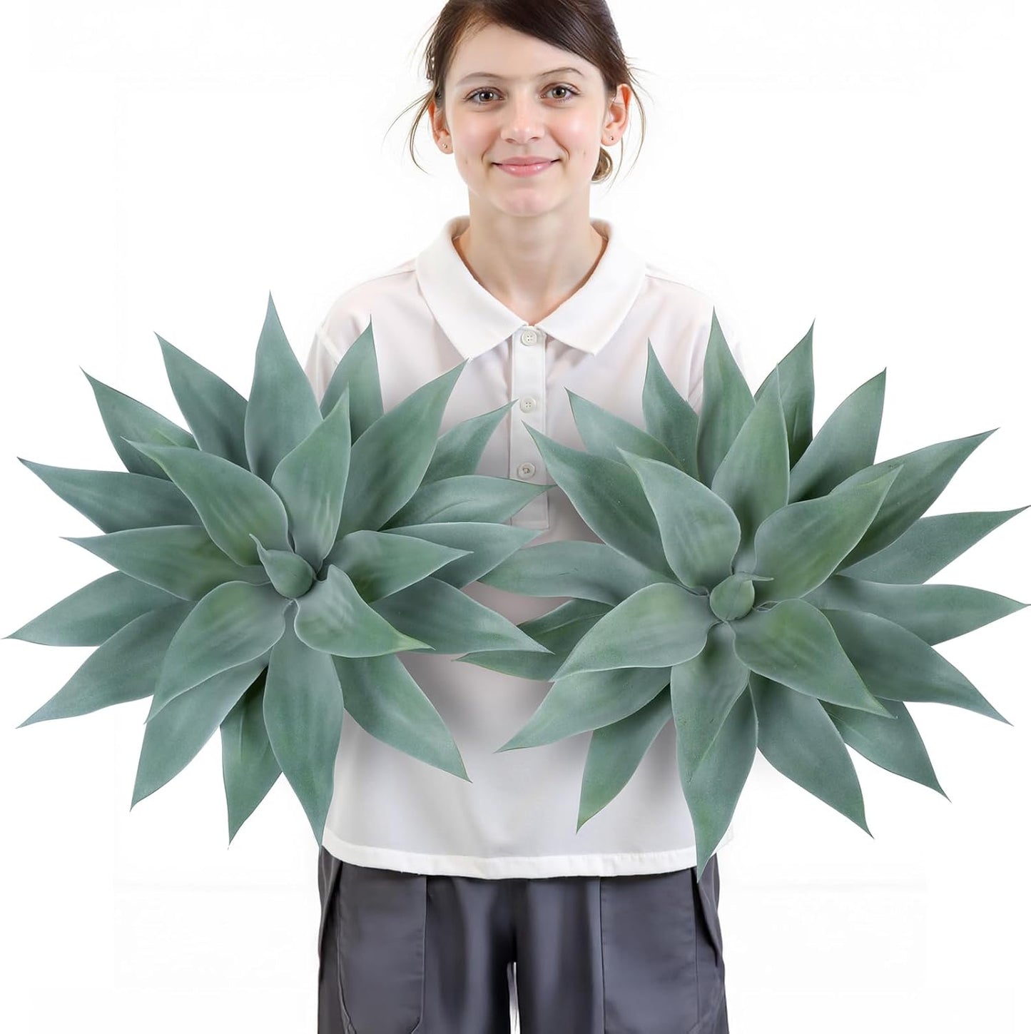 28 Inch Artificial Agave Plants Outdoor Set, Large Fake Plants Indoor for Home Decor, Realistic UV Resistant Faux Succulents Plants Without Pot, Set of 2
