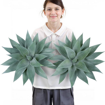 28 Inch Artificial Agave Plants Outdoor Set, Large Fake Plants Indoor for Home Decor, Realistic UV Resistant Faux Succulents Plants Without Pot, Set of 2