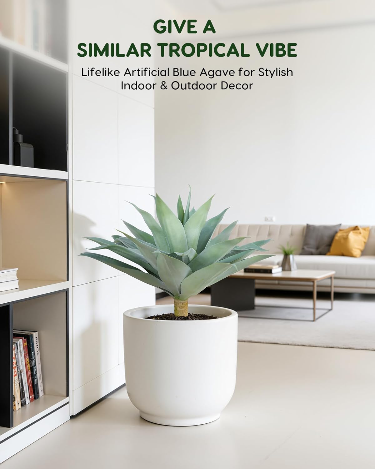 28 Inch Artificial Agave Plants Outdoor Set, Large Fake Plants Indoor for Home Decor, Realistic UV Resistant Faux Succulents Plants Without Pot, Set of 2