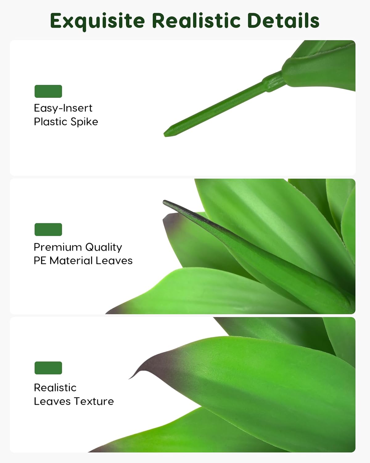 28 Inch Artificial Agave Plants Outdoor Set, Large Fake Plants Indoor for Home Decor, Realistic UV Resistant Faux Succulents Plants Without Pot, Set of 2