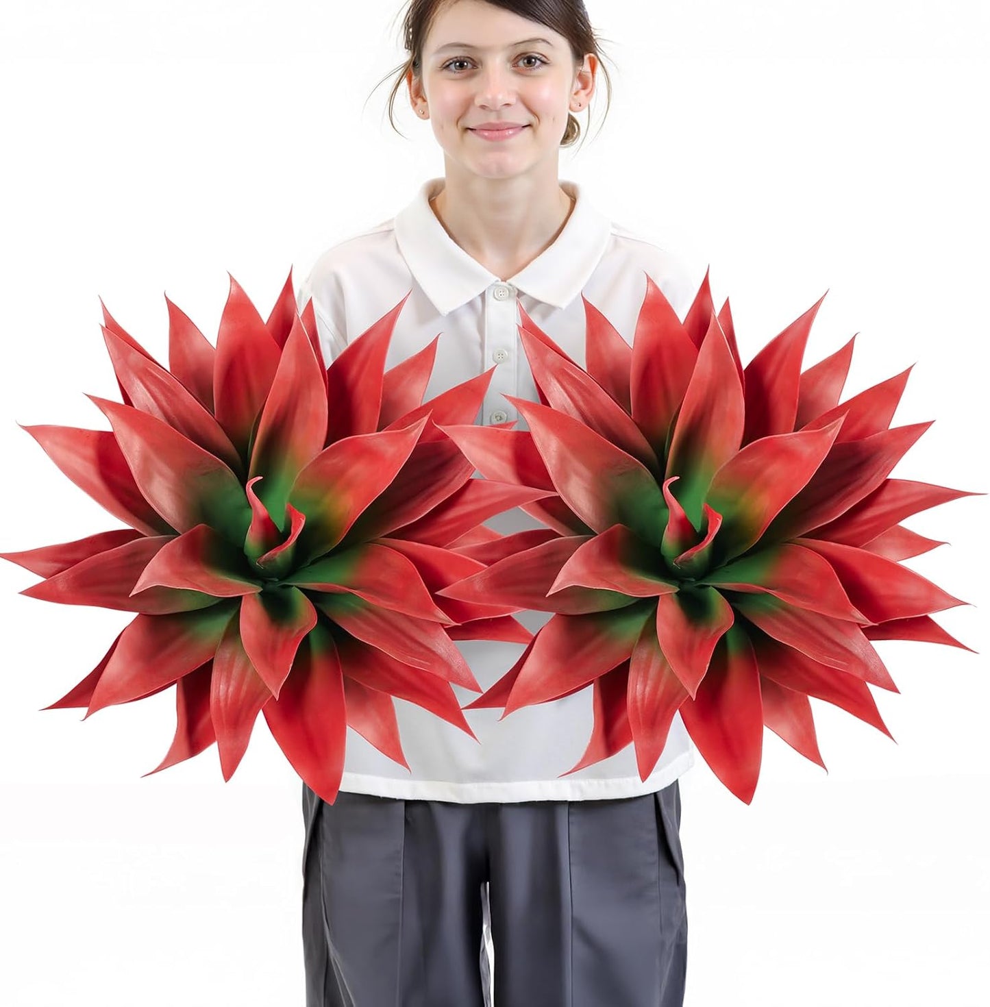 28 Inch Artificial Agave Plants Outdoor Set, Large Fake Plants Indoor for Home Decor, Realistic UV Resistant Faux Succulents Plants Without Pot, Set of 2
