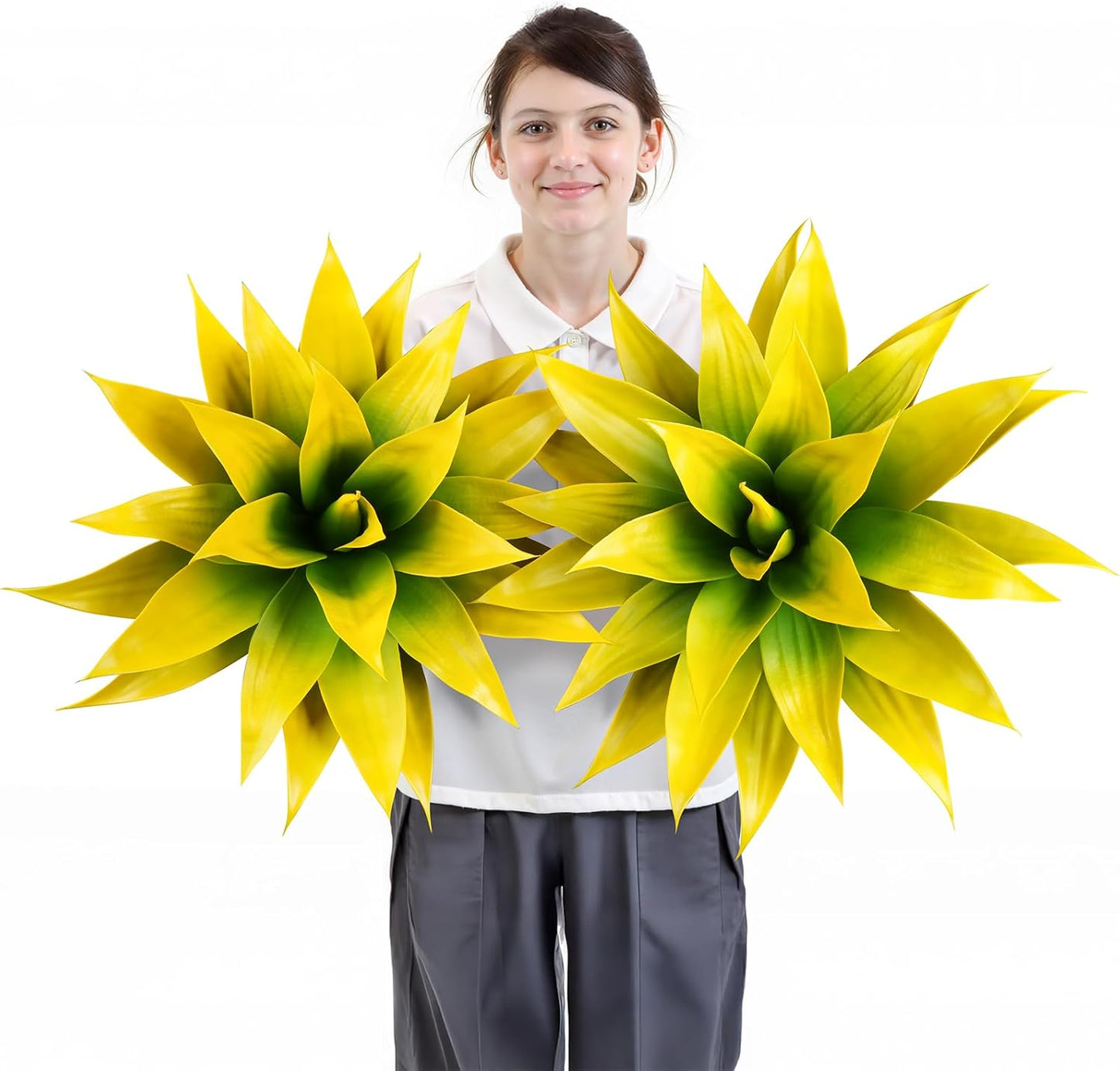 28 Inch Artificial Agave Plants Outdoor Set, Large Fake Plants Indoor for Home Decor, Realistic UV Resistant Faux Succulents Plants Without Pot, Set of 2
