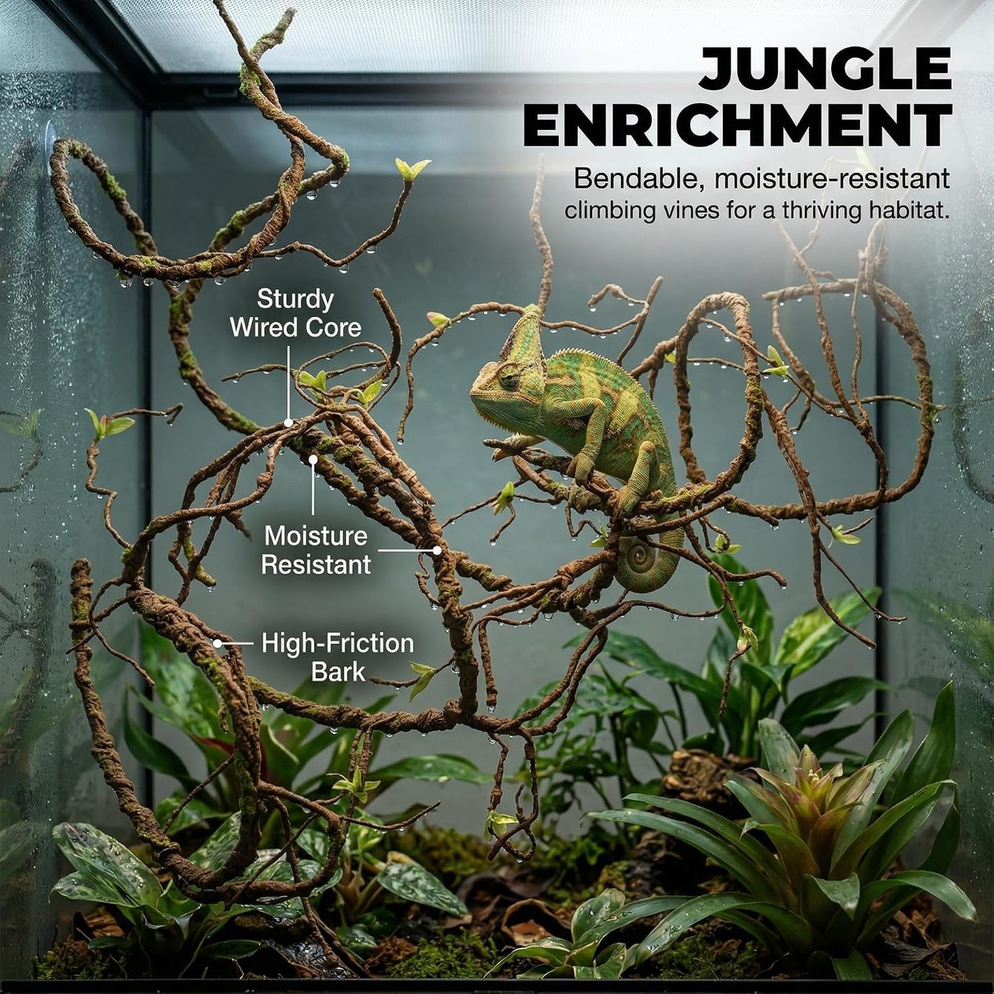 9FT Artificial Vine for Mantel Decor, Bendable Fake Tree Branches & Reptile Vines, Real Touch Faux Twigs with Green Buds for Spring Décor