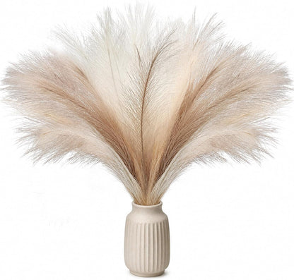 30pcs Pampas Grass Decor,21" Artificial Pompous Grass Bulk,Small Vase Filler Pompas Grass for Home Wedding Living Room Wall Party Decoration (Beige,Light Brown, 21 Inch 30 Pcs)
