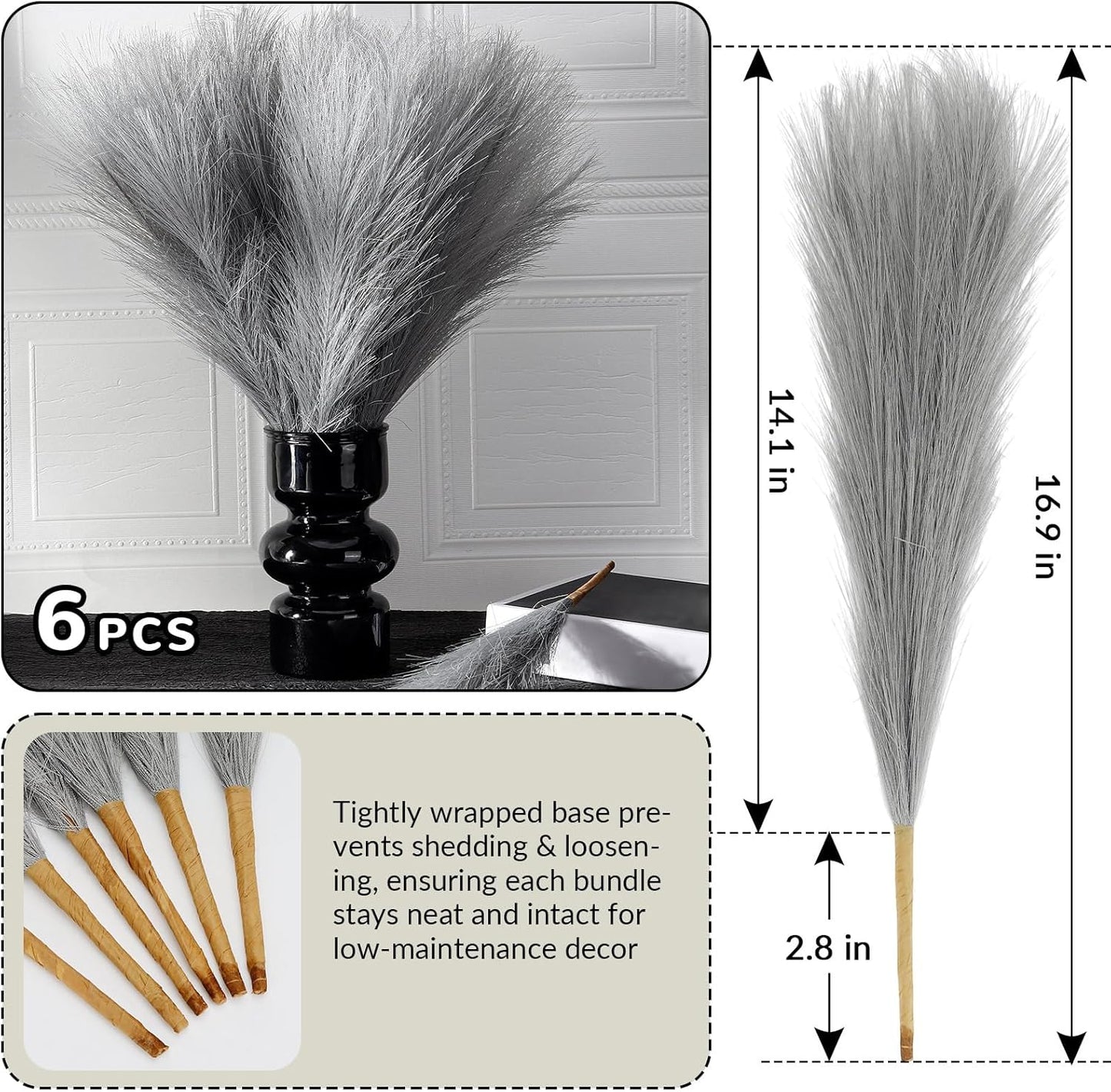 30pcs Pampas Grass Decor,21" Artificial Pompous Grass Bulk,Small Vase Filler Pompas Grass for Home Wedding Living Room Wall Party Decoration (Beige,Light Brown, 21 Inch 30 Pcs)