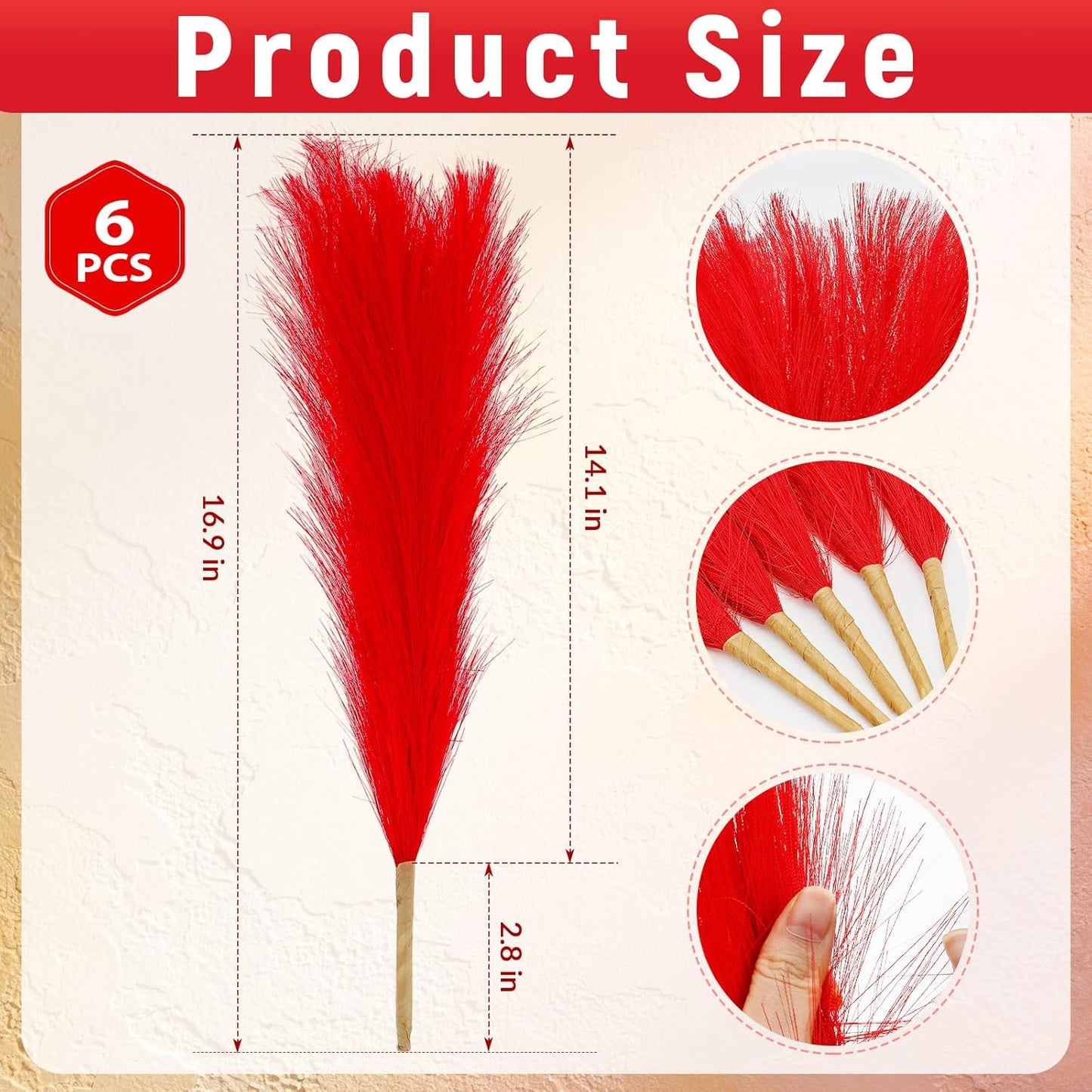 30pcs Pampas Grass Decor,21" Artificial Pompous Grass Bulk,Small Vase Filler Pompas Grass for Home Wedding Living Room Wall Party Decoration (Beige,Light Brown, 21 Inch 30 Pcs)