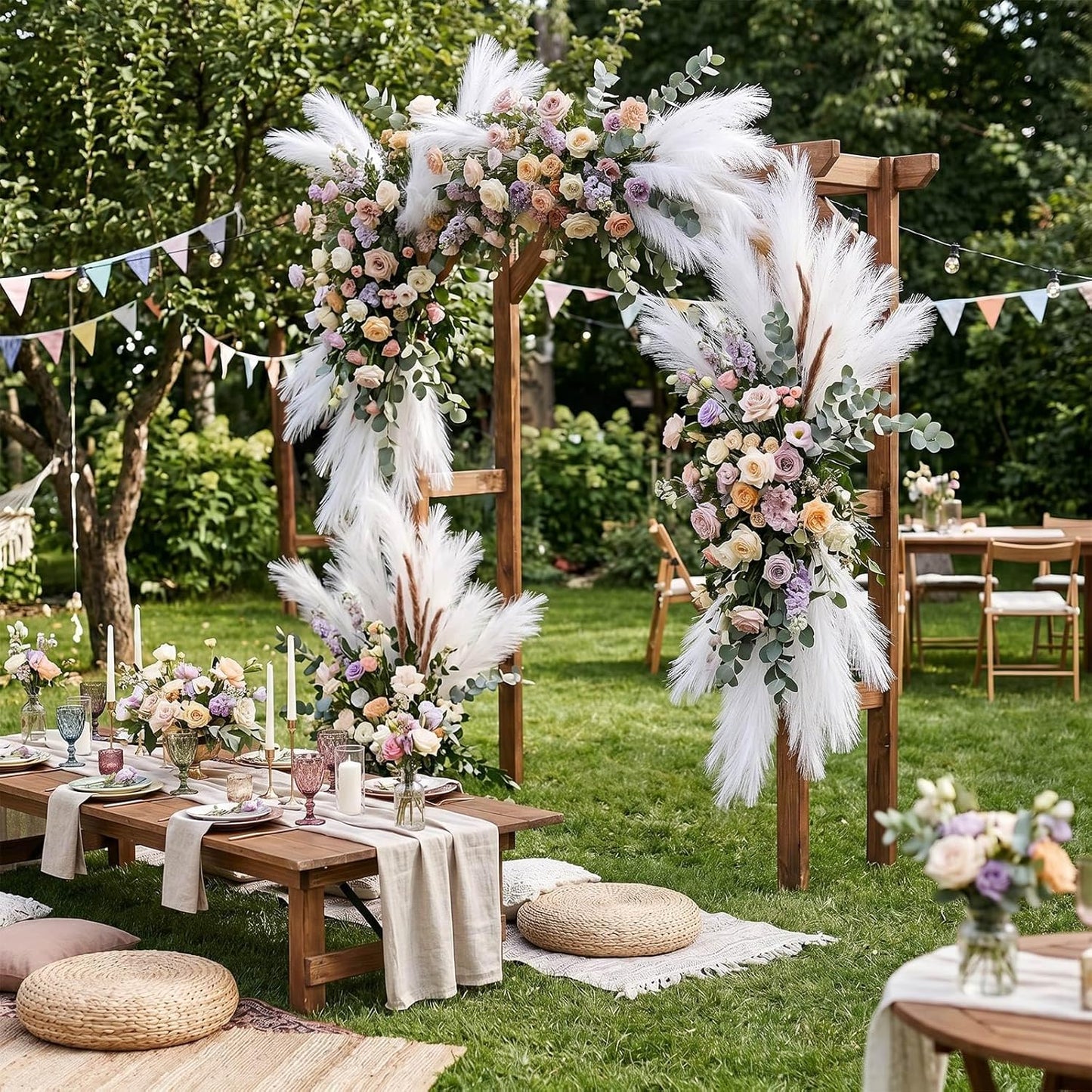 30pcs Pampas Grass Decor,21" Artificial Pompous Grass Bulk,Small Vase Filler Pompas Grass for Home Wedding Living Room Wall Party Decoration (Beige,Light Brown, 21 Inch 30 Pcs)