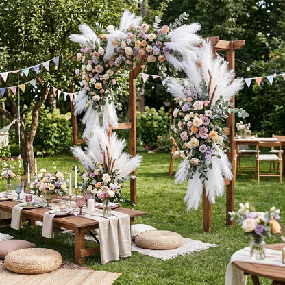 30pcs Pampas Grass Decor,21" Artificial Pompous Grass Bulk,Small Vase Filler Pompas Grass for Home Wedding Living Room Wall Party Decoration (Beige,Light Brown, 21 Inch 30 Pcs)
