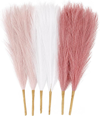 30pcs Pampas Grass Decor,21" Artificial Pompous Grass Bulk,Small Vase Filler Pompas Grass for Home Wedding Living Room Wall Party Decoration (Beige,Light Brown, 21 Inch 30 Pcs)