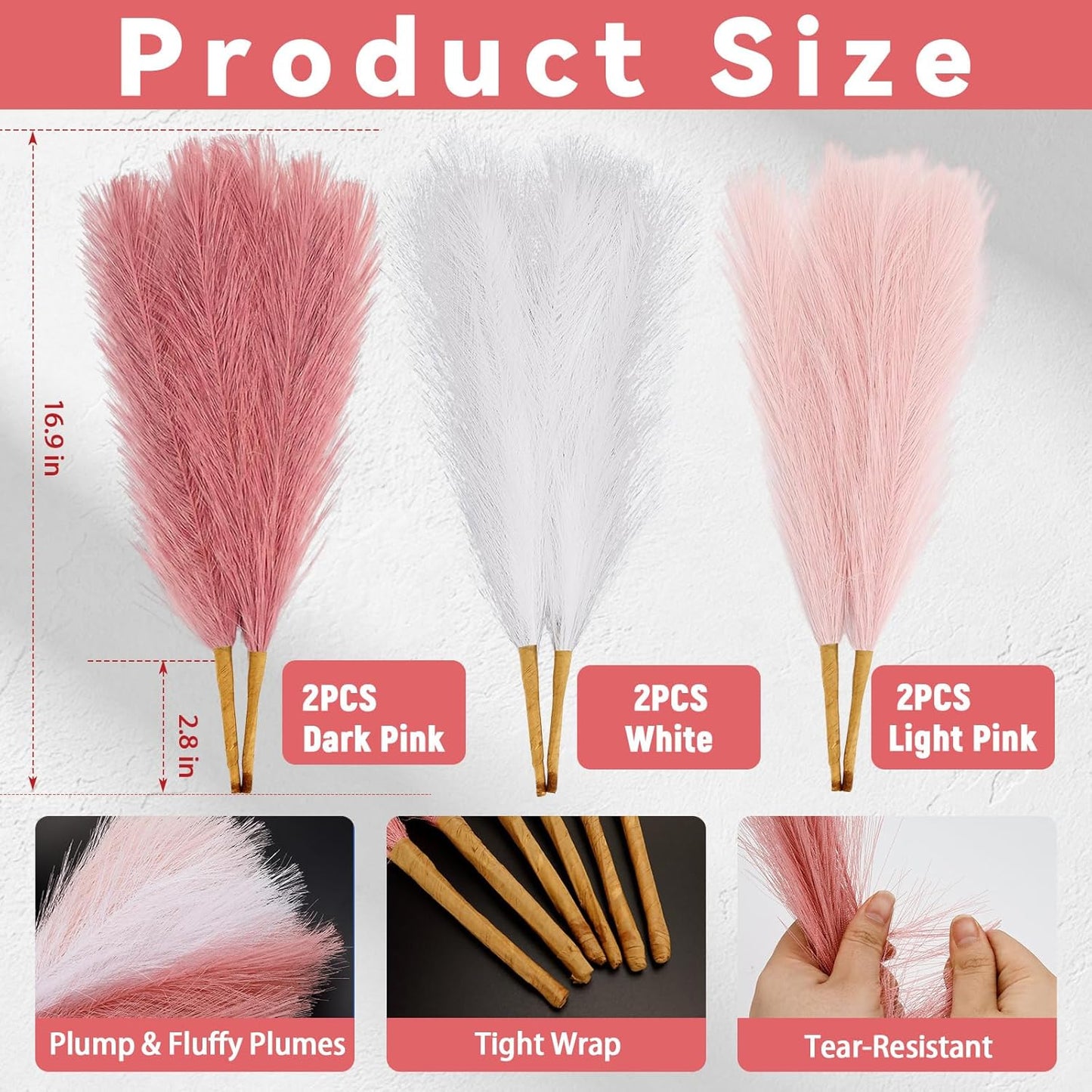 30pcs Pampas Grass Decor,21" Artificial Pompous Grass Bulk,Small Vase Filler Pompas Grass for Home Wedding Living Room Wall Party Decoration (Beige,Light Brown, 21 Inch 30 Pcs)
