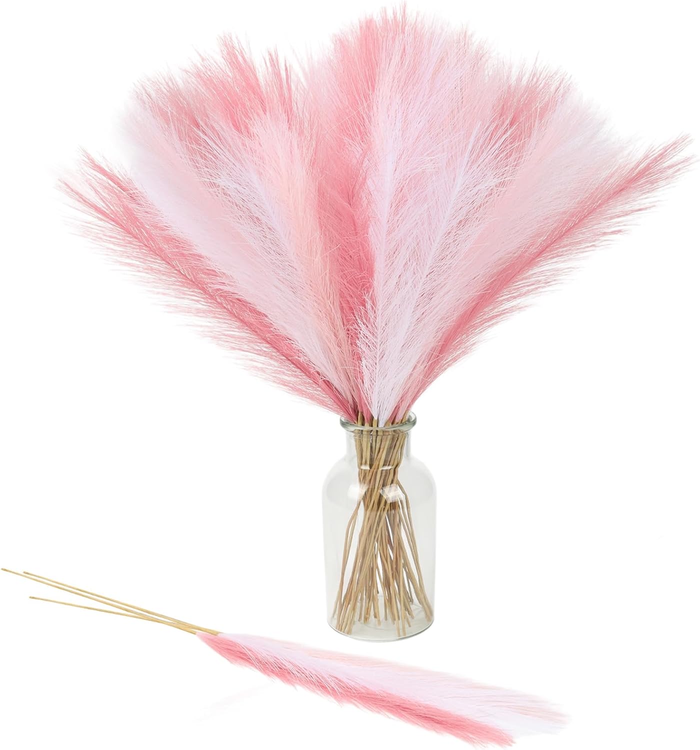 30pcs Pampas Grass Decor,21" Artificial Pompous Grass Bulk,Small Vase Filler Pompas Grass for Home Wedding Living Room Wall Party Decoration (Beige,Light Brown, 21 Inch 30 Pcs)