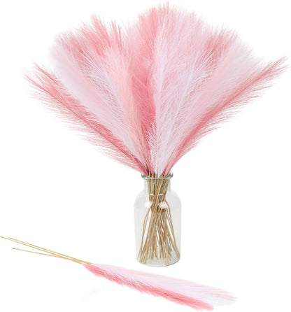 30pcs Pampas Grass Decor,21" Artificial Pompous Grass Bulk,Small Vase Filler Pompas Grass for Home Wedding Living Room Wall Party Decoration (Beige,Light Brown, 21 Inch 30 Pcs)