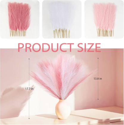 30pcs Pampas Grass Decor,21" Artificial Pompous Grass Bulk,Small Vase Filler Pompas Grass for Home Wedding Living Room Wall Party Decoration (Beige,Light Brown, 21 Inch 30 Pcs)
