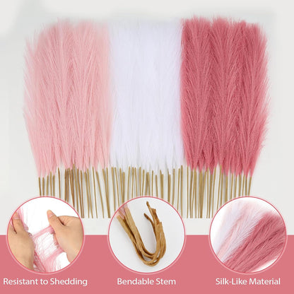 30pcs Pampas Grass Decor,21" Artificial Pompous Grass Bulk,Small Vase Filler Pompas Grass for Home Wedding Living Room Wall Party Decoration (Beige,Light Brown, 21 Inch 30 Pcs)