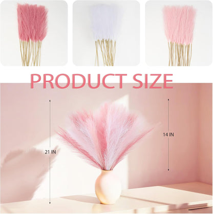 30pcs Pampas Grass Decor,21" Artificial Pompous Grass Bulk,Small Vase Filler Pompas Grass for Home Wedding Living Room Wall Party Decoration (Beige,Light Brown, 21 Inch 30 Pcs)