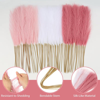 30pcs Pampas Grass Decor,21" Artificial Pompous Grass Bulk,Small Vase Filler Pompas Grass for Home Wedding Living Room Wall Party Decoration (Beige,Light Brown, 21 Inch 30 Pcs)