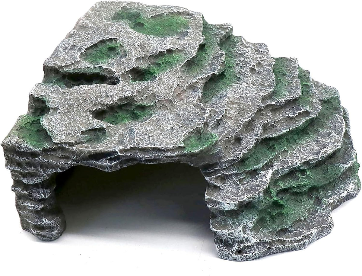 Turtle Basking Platform Shale Scape Step Ledge, Reptile Cave Hideout Turtle Tank Accessories Decorations, Great for Reptiles, Amphibians, Leopard Gecko, Bearded Dragons, Lizard, Frogs