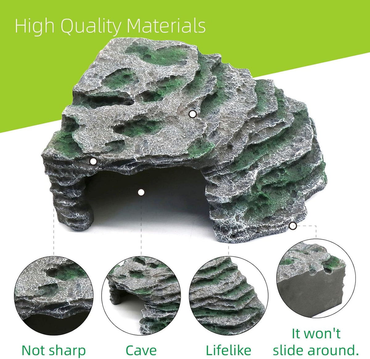 Turtle Basking Platform Shale Scape Step Ledge, Reptile Cave Hideout Turtle Tank Accessories Decorations, Great for Reptiles, Amphibians, Leopard Gecko, Bearded Dragons, Lizard, Frogs