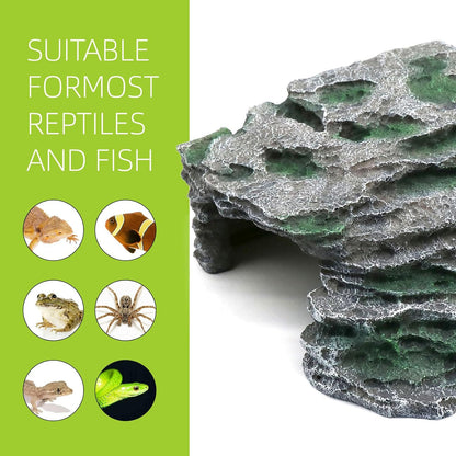 Turtle Basking Platform Shale Scape Step Ledge, Reptile Cave Hideout Turtle Tank Accessories Decorations, Great for Reptiles, Amphibians, Leopard Gecko, Bearded Dragons, Lizard, Frogs