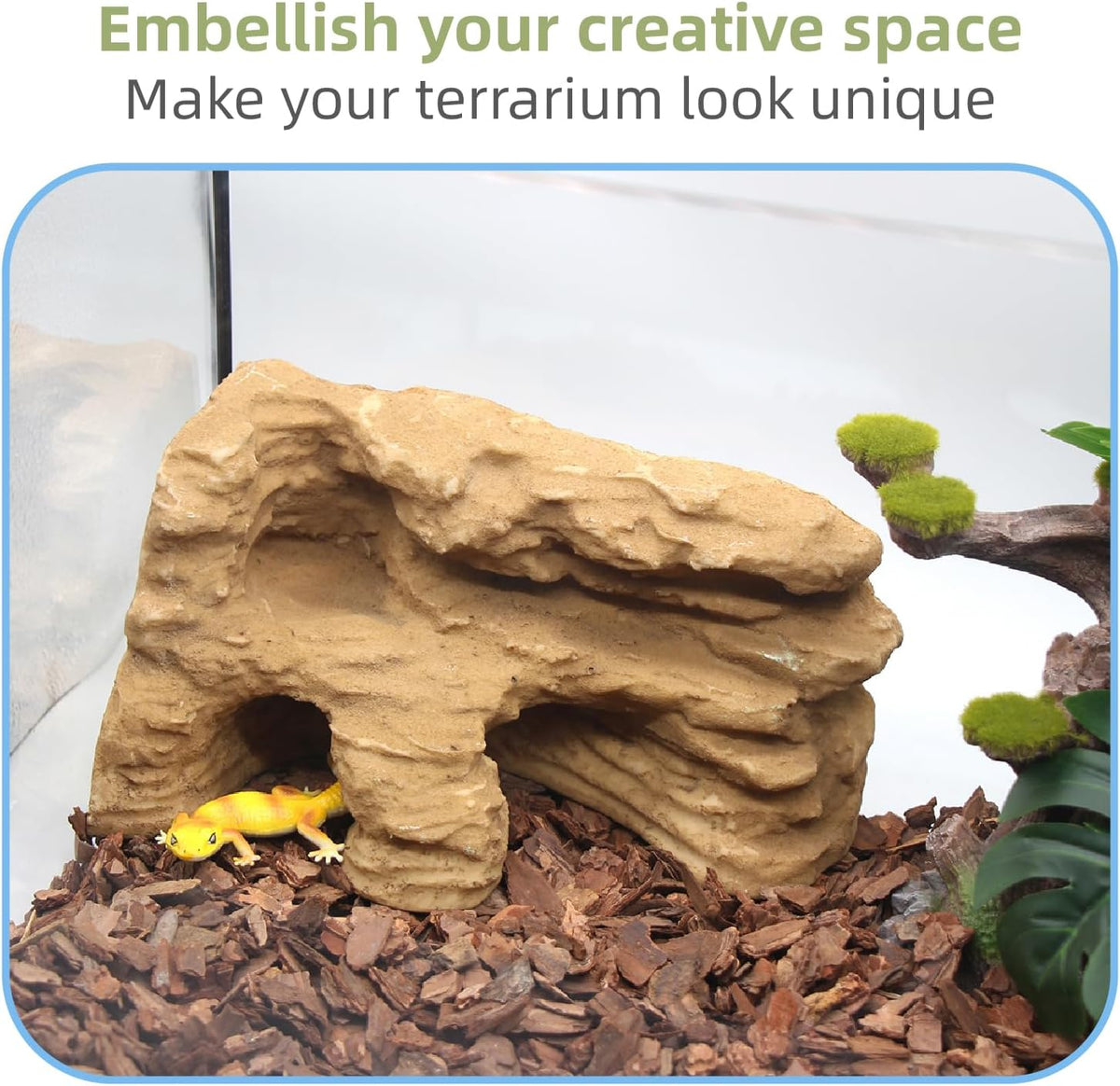 Turtle Basking Platform Shale Scape Step Ledge, Reptile Cave Hideout Turtle Tank Accessories Decorations, Great for Reptiles, Amphibians, Leopard Gecko, Bearded Dragons, Lizard, Frogs