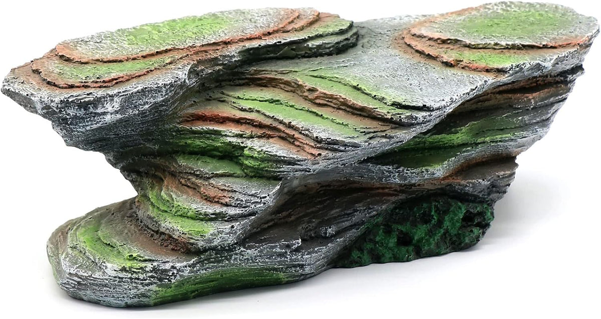 Turtle Basking Platform Shale Scape Step Ledge, Reptile Cave Hideout Turtle Tank Accessories Decorations, Great for Reptiles, Amphibians, Leopard Gecko, Bearded Dragons, Lizard, Frogs