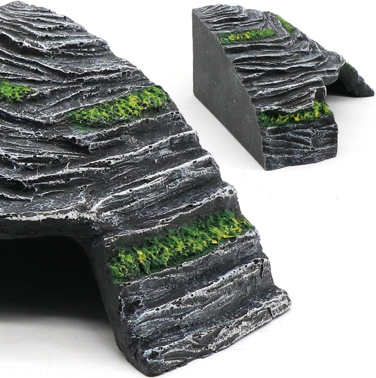Turtle Basking Platform Shale Scape Step Ledge, Reptile Cave Hideout Turtle Tank Accessories Decorations, Great for Reptiles, Amphibians, Leopard Gecko, Bearded Dragons, Lizard, Frogs