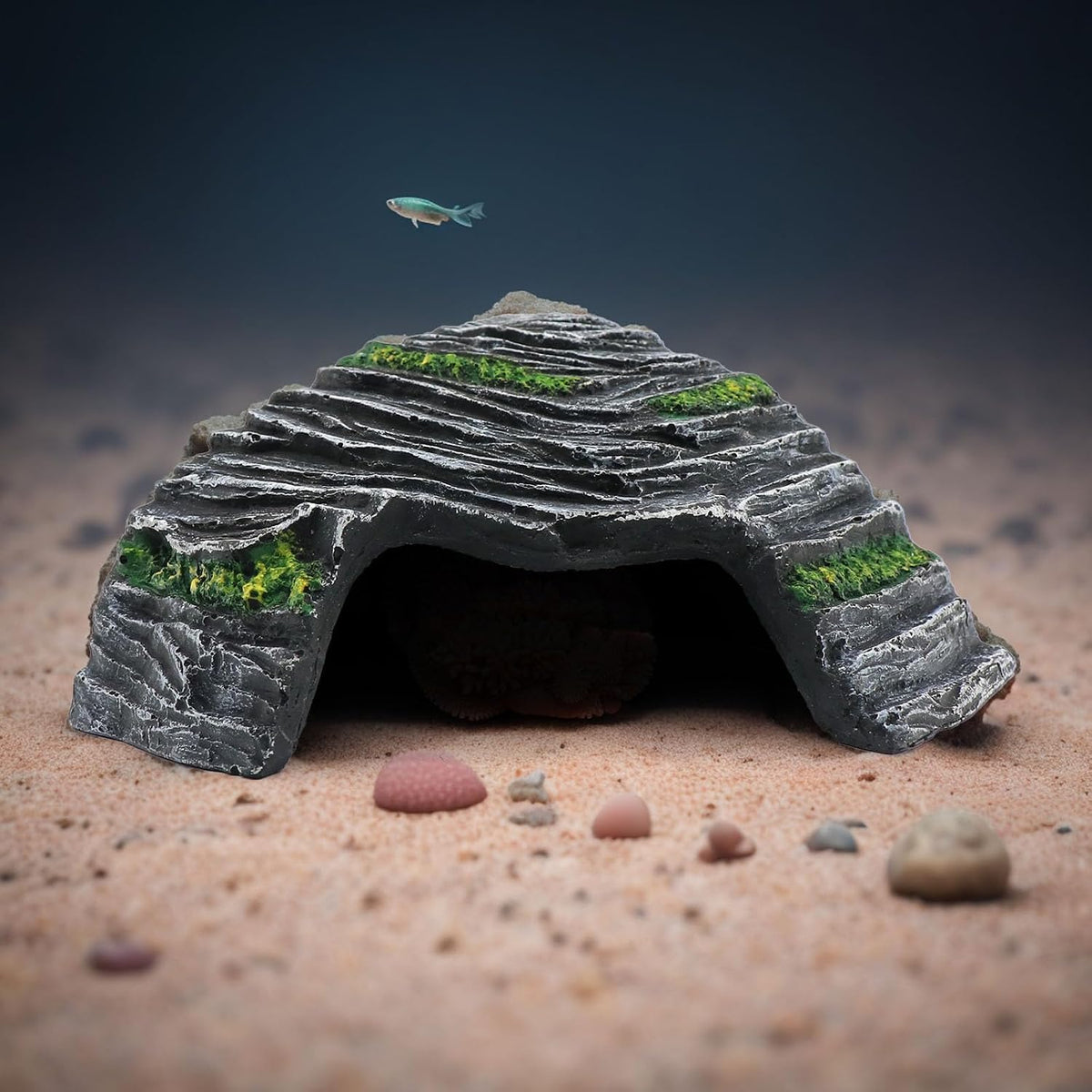 Turtle Basking Platform Shale Scape Step Ledge, Reptile Cave Hideout Turtle Tank Accessories Decorations, Great for Reptiles, Amphibians, Leopard Gecko, Bearded Dragons, Lizard, Frogs