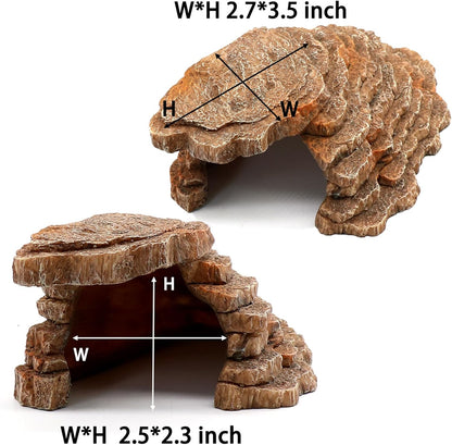 Turtle Basking Platform Shale Scape Step Ledge, Reptile Cave Hideout Turtle Tank Accessories Decorations, Great for Reptiles, Amphibians, Leopard Gecko, Bearded Dragons, Lizard, Frogs