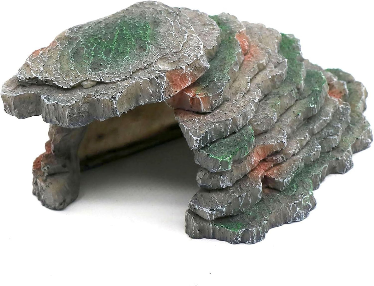Turtle Basking Platform Shale Scape Step Ledge, Reptile Cave Hideout Turtle Tank Accessories Decorations, Great for Reptiles, Amphibians, Leopard Gecko, Bearded Dragons, Lizard, Frogs