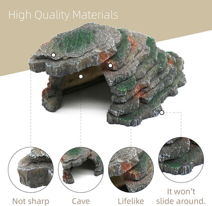 Turtle Basking Platform Shale Scape Step Ledge, Reptile Cave Hideout Turtle Tank Accessories Decorations, Great for Reptiles, Amphibians, Leopard Gecko, Bearded Dragons, Lizard, Frogs