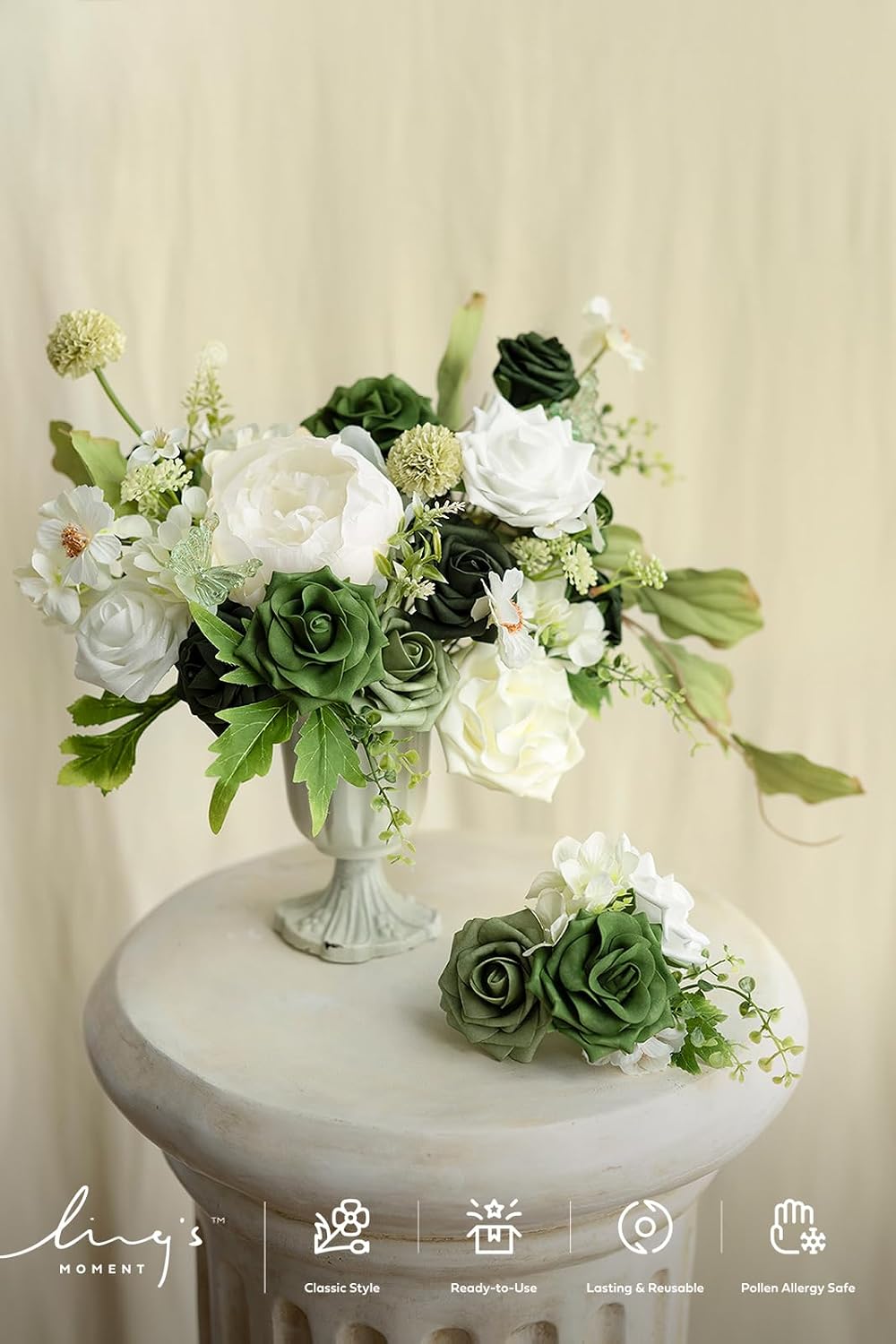 Artificial Flowers, 3" Roses in Emerald Green Shades