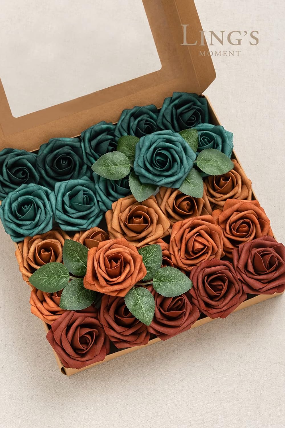 Artificial Flowers, 3" Roses in Emerald Green Shades