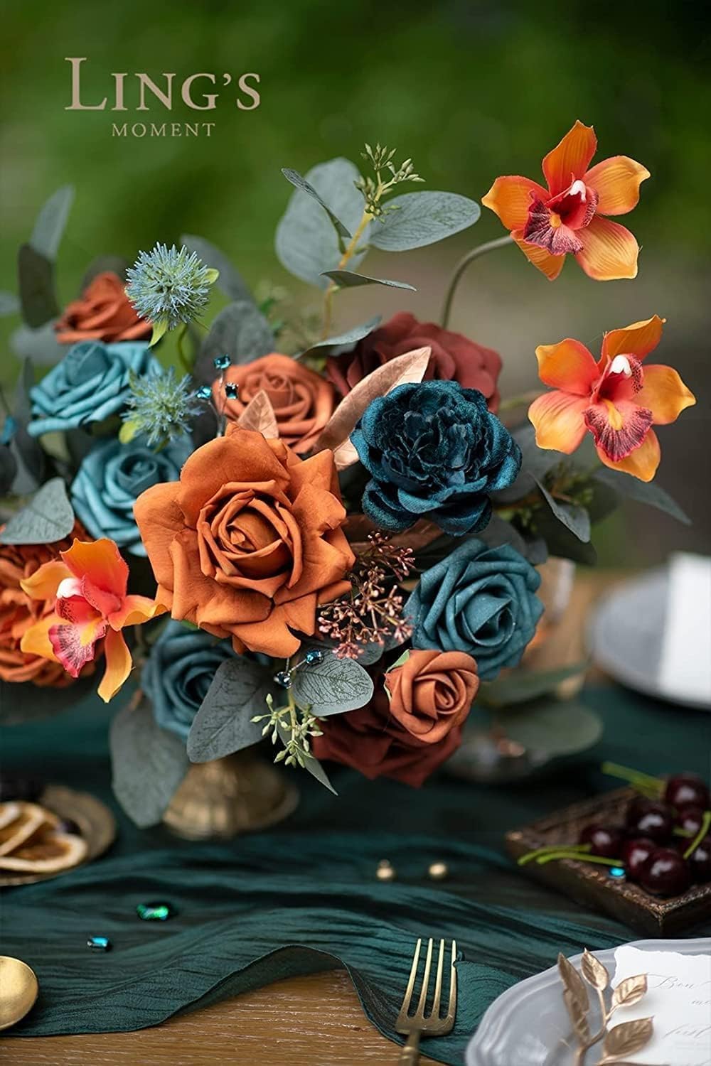 Artificial Flowers, 3" Roses in Emerald Green Shades