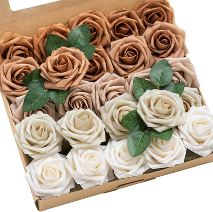 Artificial Flowers, 3" Roses in Emerald Green Shades