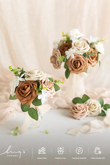 Artificial Flowers, 3" Roses in Emerald Green Shades