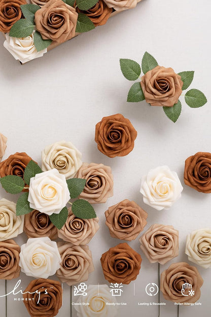Artificial Flowers, 3" Roses in Emerald Green Shades