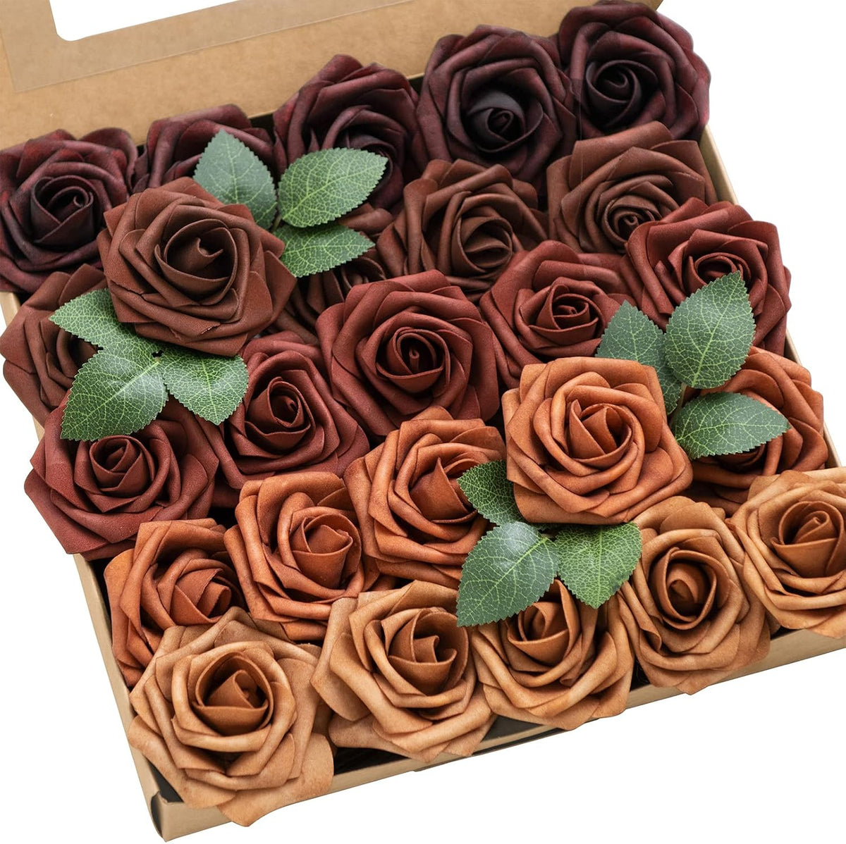Artificial Flowers, 3" Roses in Emerald Green Shades