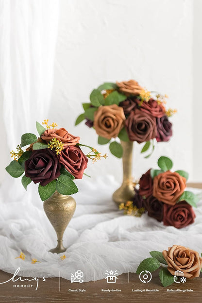 Artificial Flowers, 3" Roses in Emerald Green Shades