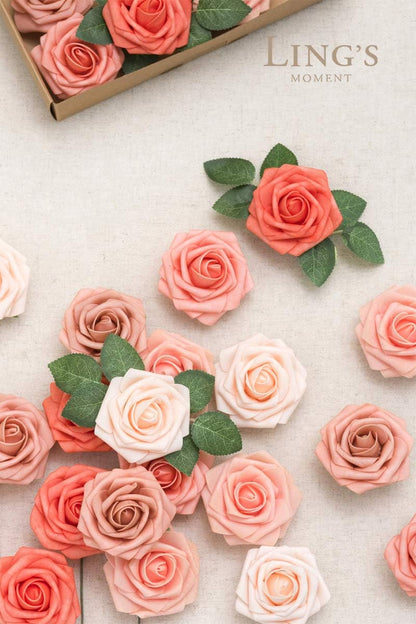 Artificial Flowers, 3" Roses in Emerald Green Shades