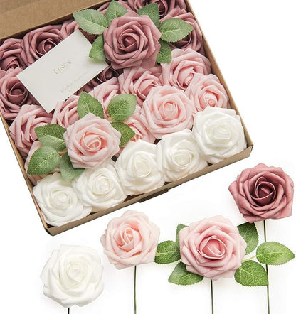 Artificial Flowers, 3" Roses in Emerald Green Shades