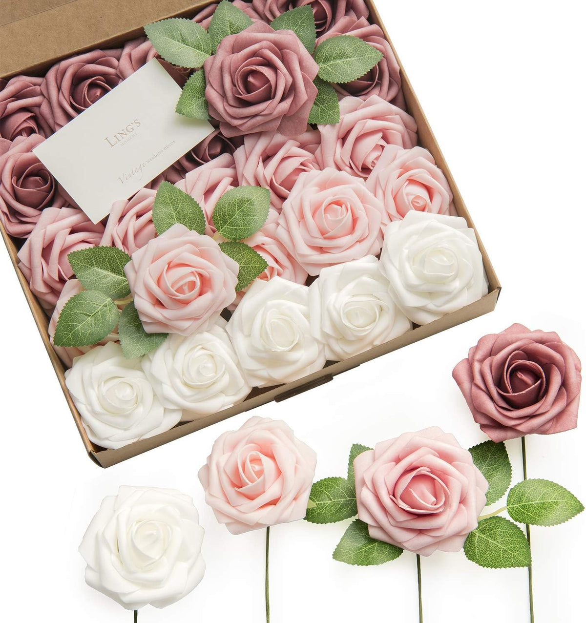 Artificial Flowers, 3" Roses in Emerald Green Shades