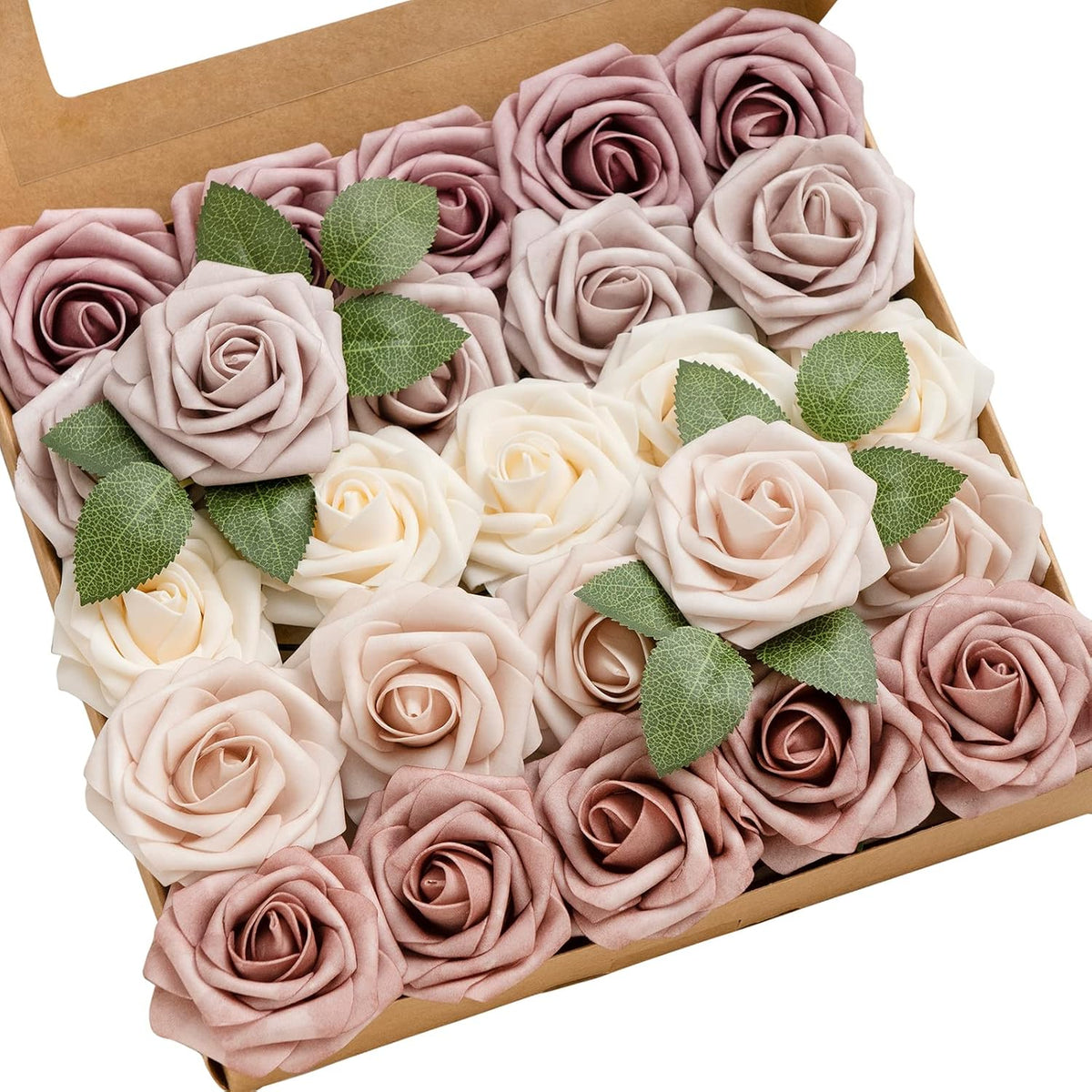 Artificial Flowers, 3" Roses in Emerald Green Shades