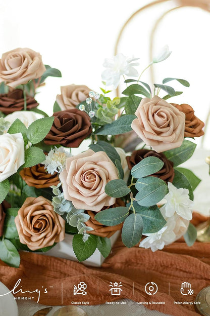 Artificial Flowers, 3" Roses in Emerald Green Shades
