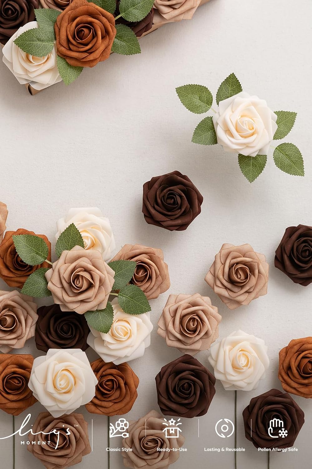 Artificial Flowers, 3" Roses in Emerald Green Shades