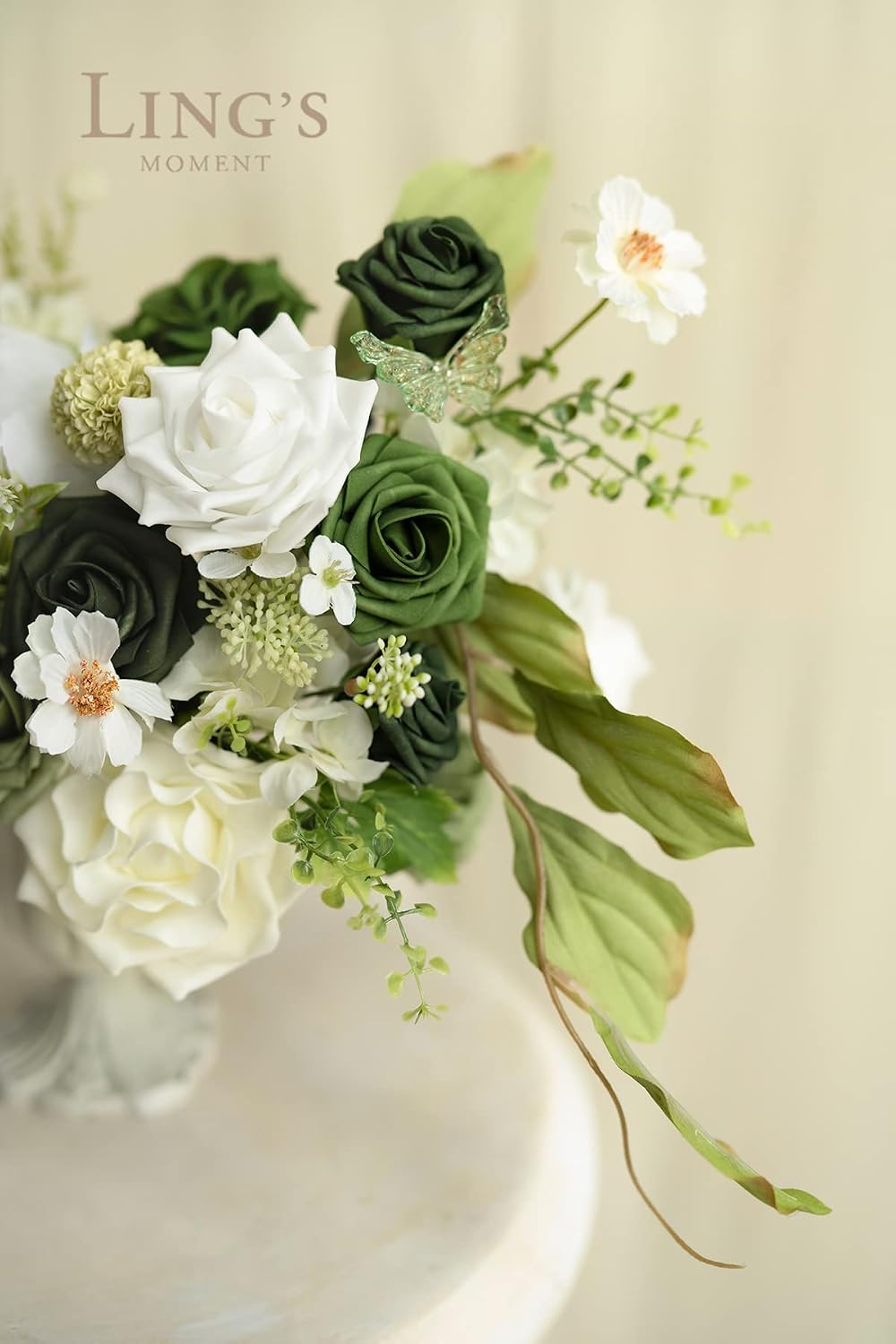 Artificial Flowers, 3" Roses in Emerald Green Shades