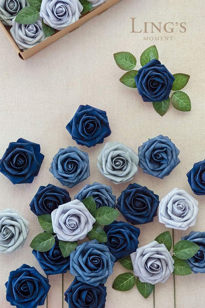 Artificial Flowers, 3" Roses in Emerald Green Shades
