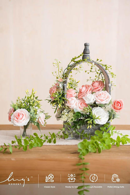 Artificial Flowers, 3" Roses in Emerald Green Shades