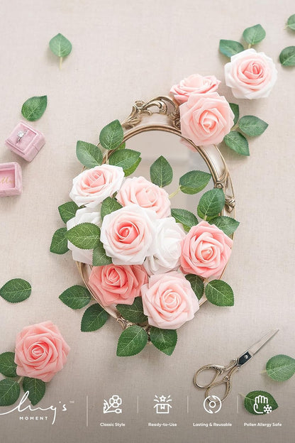 Artificial Flowers, 3" Roses in Emerald Green Shades